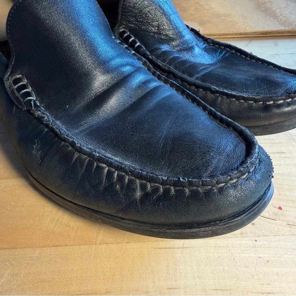 Johnston & Murphy 9 Black sheepskin Venetian Leather Loafers dress shoes supple